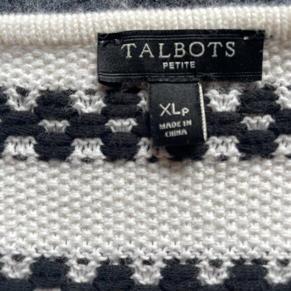 Talbots Cardigan XL Petite Black and White 98% Cotton - Picture 4 of 7